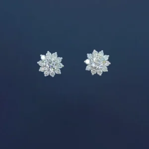 PT950 Cultured Diamond Sunflower Earrings