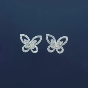 PT950 Cultured Diamond Butterfly Earrings