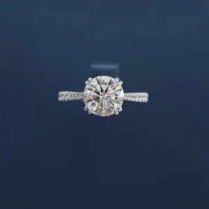 PT950 Cultured Diamond 4 Prong 2 Carat Women's Ring