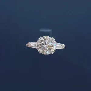 PT950 Cultured Diamond 2 Carat 3 Stone Women's Ring
