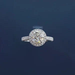 PT950 Cultured Diamond 1.5 Carat Round Solitaire Ring for Women