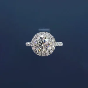 PT950 Cultured Diamond 2 Carat Round Solitaire Ring for Women