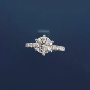 PT950 Cultured Diamond 1.5 Carat 6 Prong Women's Ring