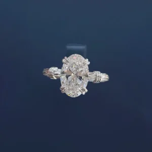 PT950 Cultured Diamond Roman Column 2 Carat Women's Ring
