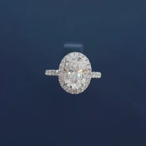 PT950 Cultured Diamond 2 Carats Surrounded By Pigeon Egg Women's Ring