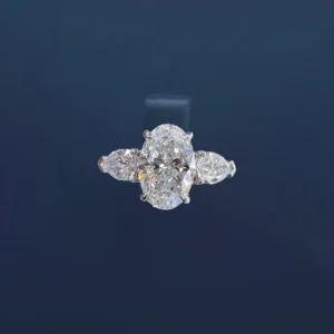 PT950 Cultured Diamond 2 Carat 3 Stone Women's Ring