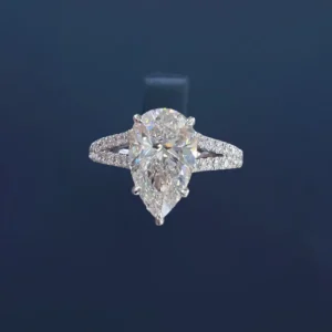 PT950 Cultured Diamond 3 Carat Teardrop Women's Ring