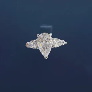 PT950 Cultured Diamond 1.5 Carat Teardrop Women's Ring