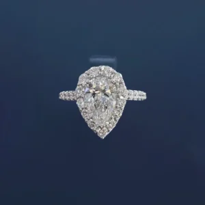 PT950 Cultured Diamond 1.5 Carat Teardrop Icon Women's Ring