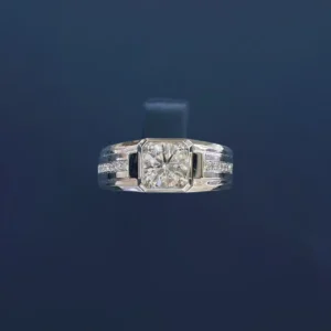 PT950 Cultured Diamond 1 Carat Men's Ring - 1