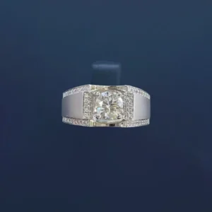 PT950 Cultured Diamond 1 Carat Men's Ring - 2