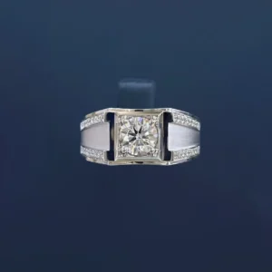 PT950 Cultured Diamond 1 Carat Men's Ring - 3