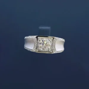 PT950 Cultured Diamond 1 Carat Men's Ring - 4