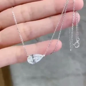 Teardrop Diamond Horizontal Necklace