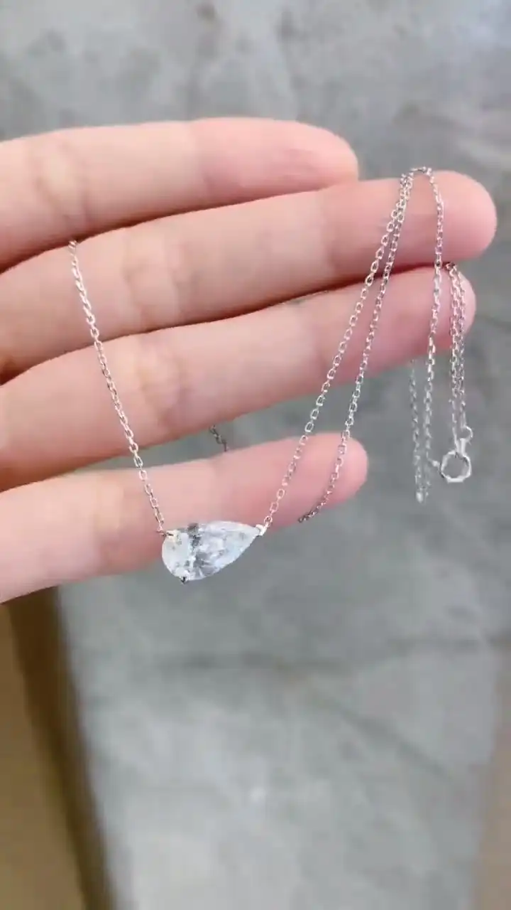 Teardrop Diamond Horizontal Necklace
