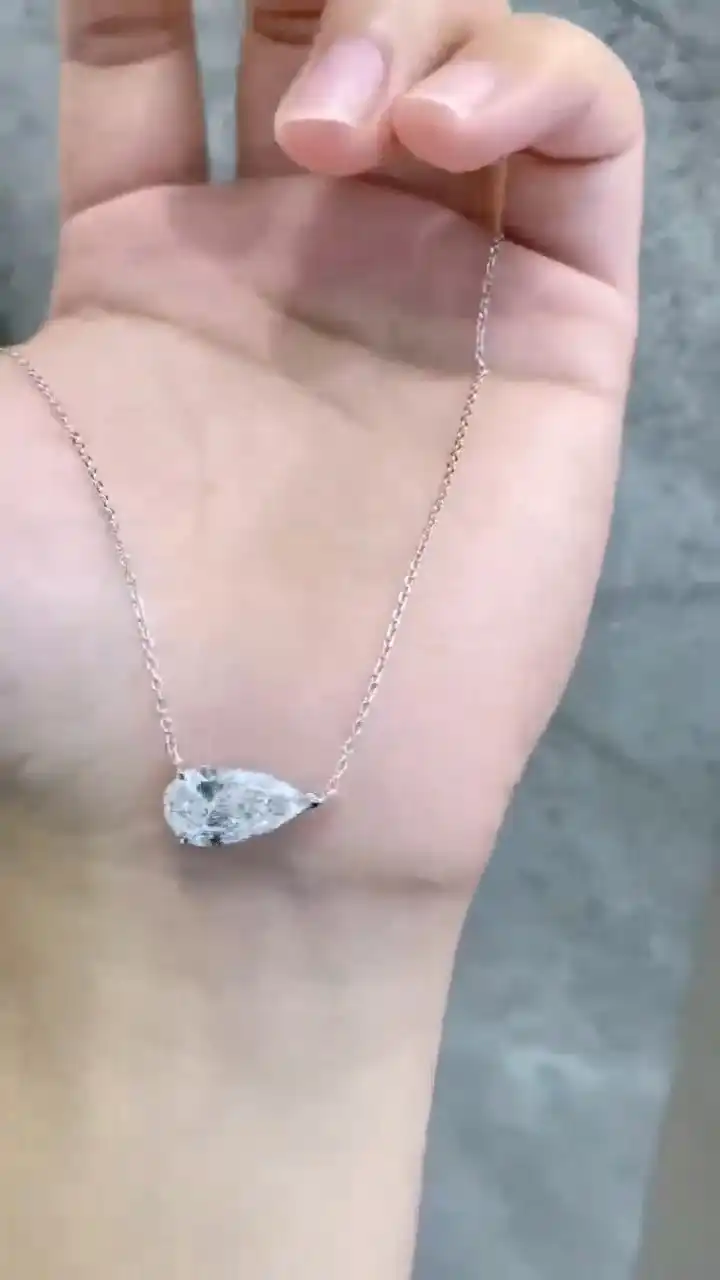 Teardrop Diamond Horizontal Necklace - Image 2