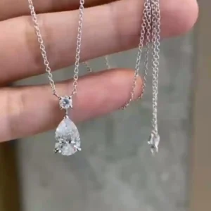 Teardrop Diamond Vertical Necklace