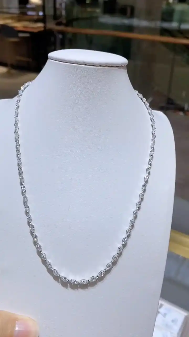 PT Cultured Diamond Horse Eye Diamond Necklace