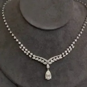 Full Diamond Teardrop Necklace Shangmei Signature Style Luxury Full Diamond Necklace