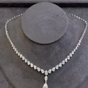 PT Cultured Diamond Necklace & Luxury Full Diamond Teardrop Necklace