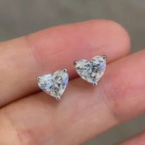 Heart-Shaped Diamond Stud Earrings