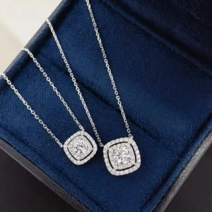 18K Cultured Square Double-layer Bezel Set Necklace