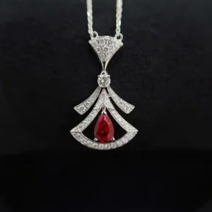 18K Cultured Ruby Teardrop Pendant Necklace