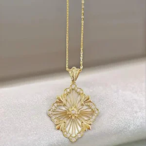 18K Cultured Round Diamond White Pearl Vintage-Inspired Luxury Necklace