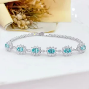 18K Cultured Sunflower Full Diamond Paraiba Bracelet