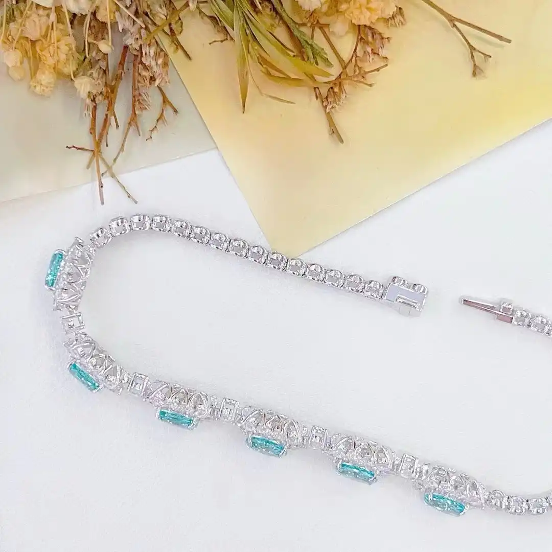 18K Cultured Sunflower Full Diamond Paraiba Bracelet - Image 2